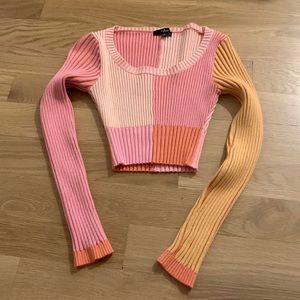 Lulus color blocked sweater crop top